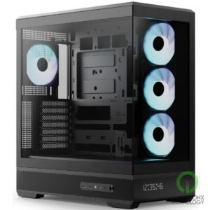 AeroCool P500B DIGI (Black) ARGB Stylish Panoramic Fish Tank Design ATX Mid Towe