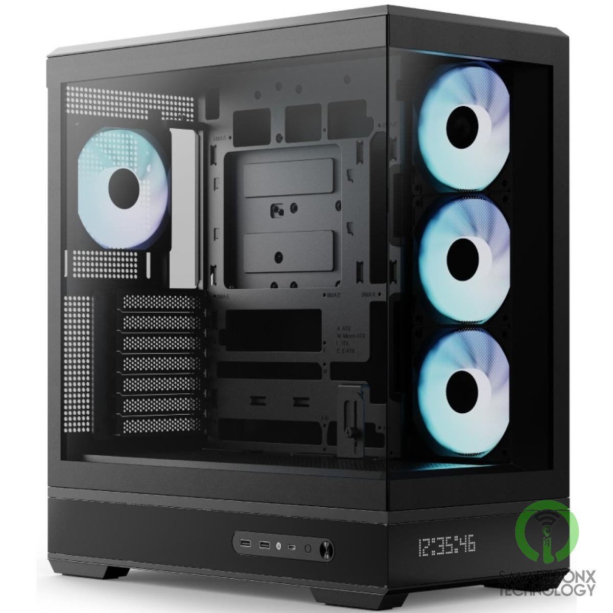AeroCool P500B DIGI (Black) ARGB Stylish Panoramic Fish Tank Design ATX Mid Towe