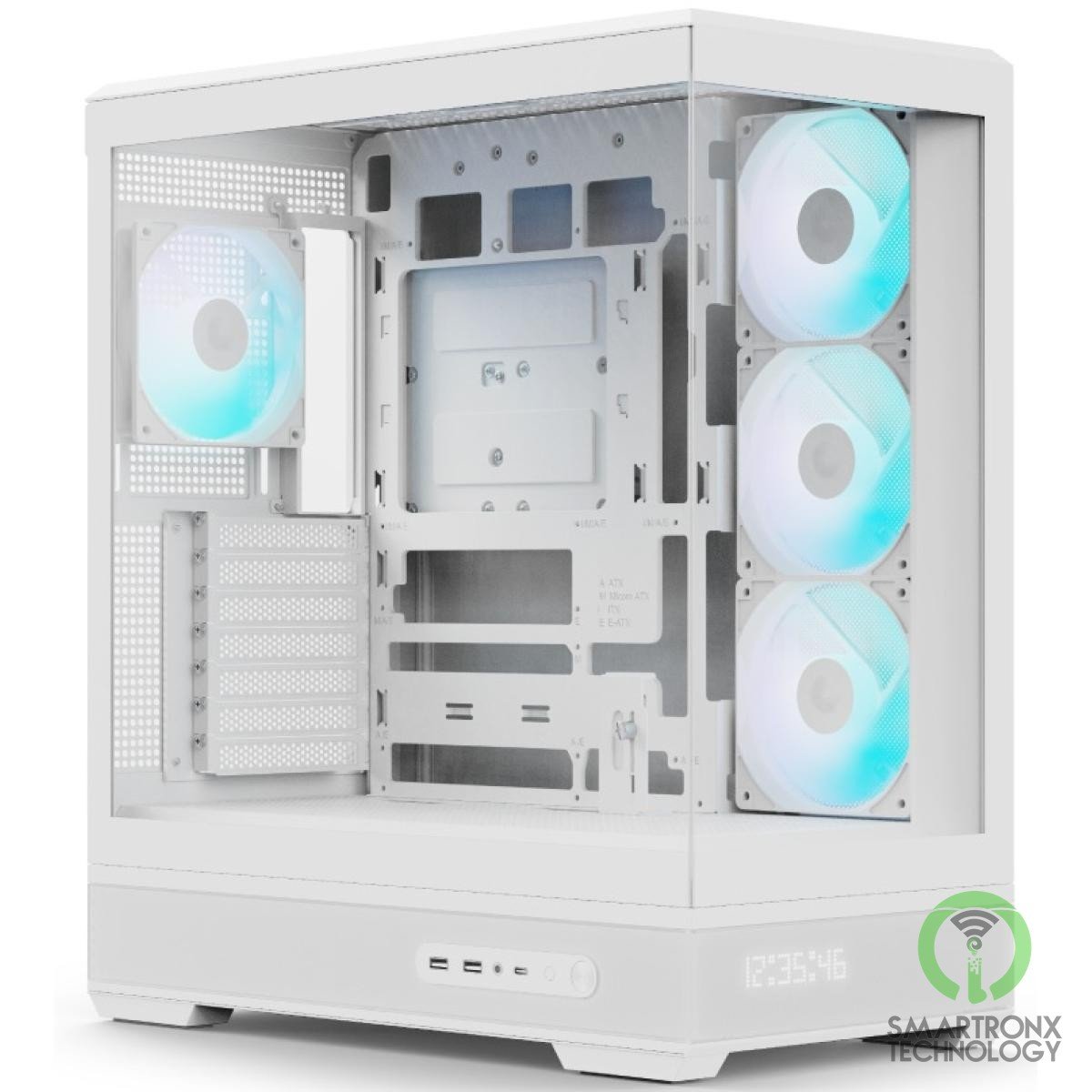 AeroCool P500B DIGI (White) ARGB Stylish Panoramic Fish Tank Design ATX Mid Towe