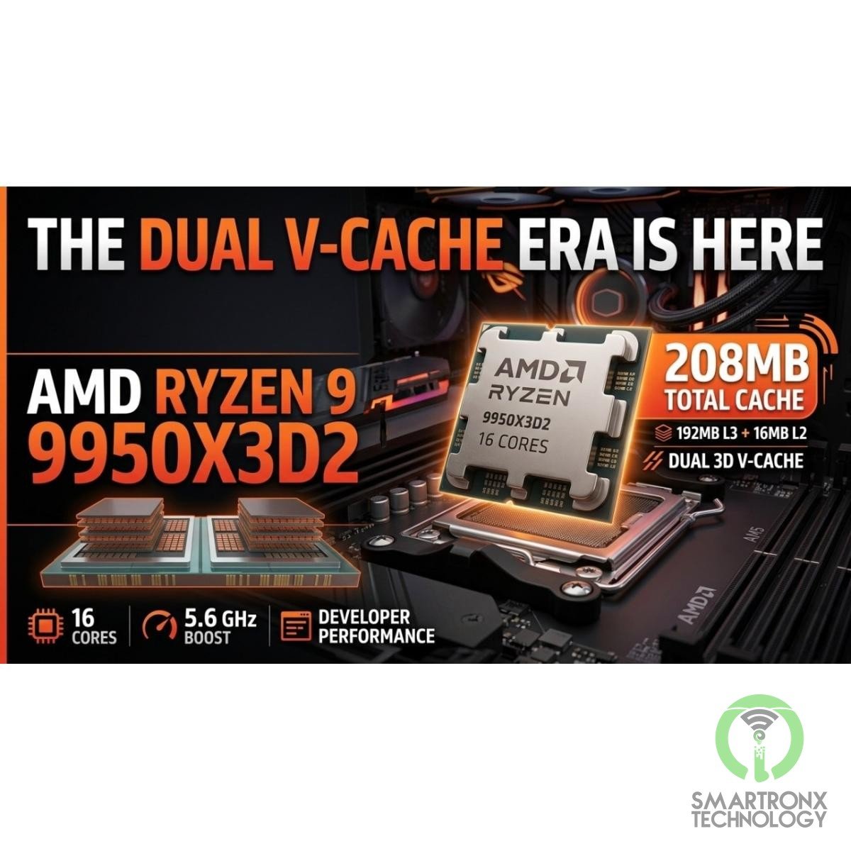AMD RYZEN 9 9950X3D2 16-Core 4.3GHz (5.6 GHz Max Boost) 208MB Cache AM5 Desktop