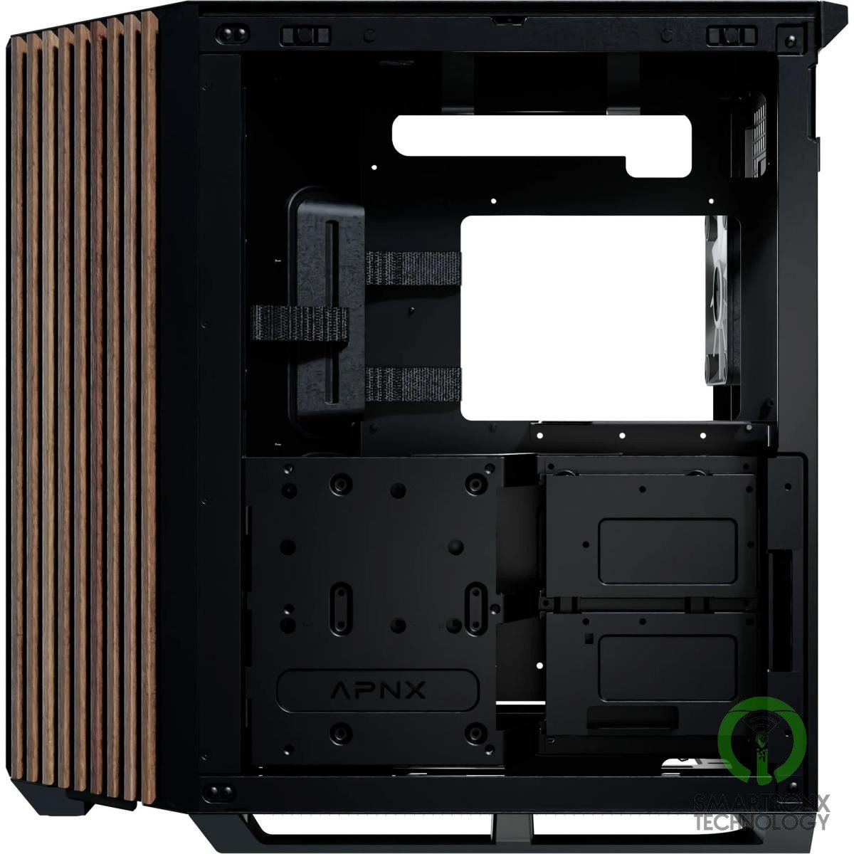 APNX V1 (Black/Wood) Dual Chamber Panoramic 2 Glasses Design ATX Mid Tower Mesh