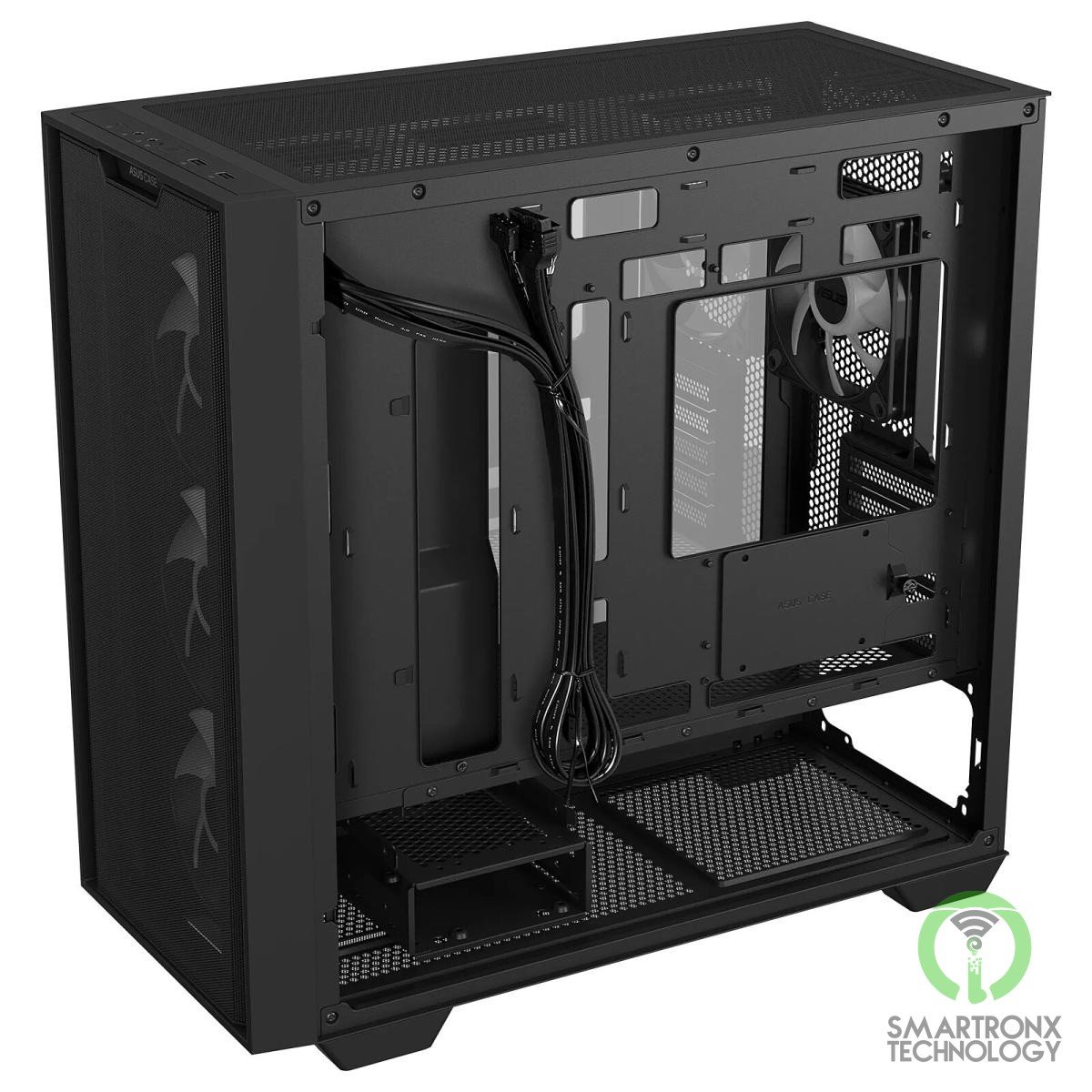 ASUS A21 PLUS (Black) Micro-ATX ARGB Mid Tower Tempered Glass Gaming Case, Front