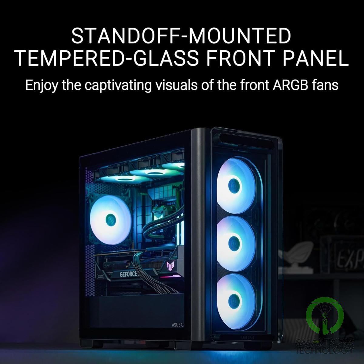ASUS A23 Plus Computer Case, 4x Pre-Installed aRGB Fans, Up to 360mm Radiator &a