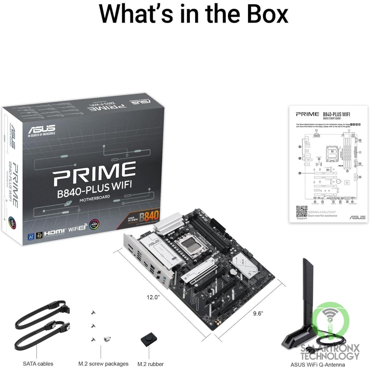 ASUS PRIME B840-Plus Wi-Fi 6E AM5 ATX AMD B840 Chipset, 4x DIMM DDR5 Slots, Up t