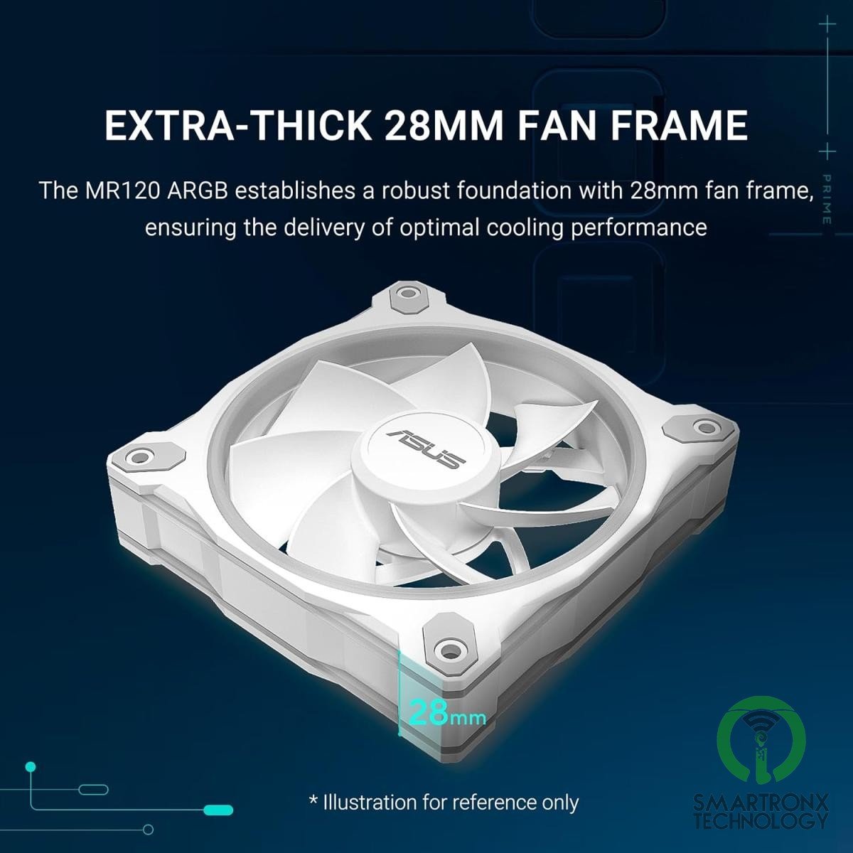ASUS Prime MR120 aRGB Fan, 1600 RPM Fan Speed, 58 CFM Fan Airflow, Standard Blad