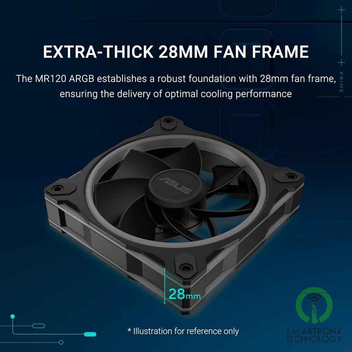 ASUS Prime MR120 aRGB Fan, 1600 RPM Fan Speed, 58 CFM Fan Airflow, Standard Blad