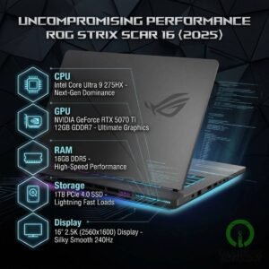 ASUS ROG Strix G16 Gaming Laptop, Intel Core Ultra 9 275HX with AI Boost NPU, NV