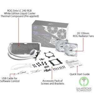 ASUS ROG STRIX LC 240mm RGB AIO CPU Water Cooler -White Edition