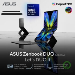 ASUS Zenbook Duo Laptop – Intel Core Ultra 9 386H, Up to 50TOPS, 32GB LPDDR5X, 2