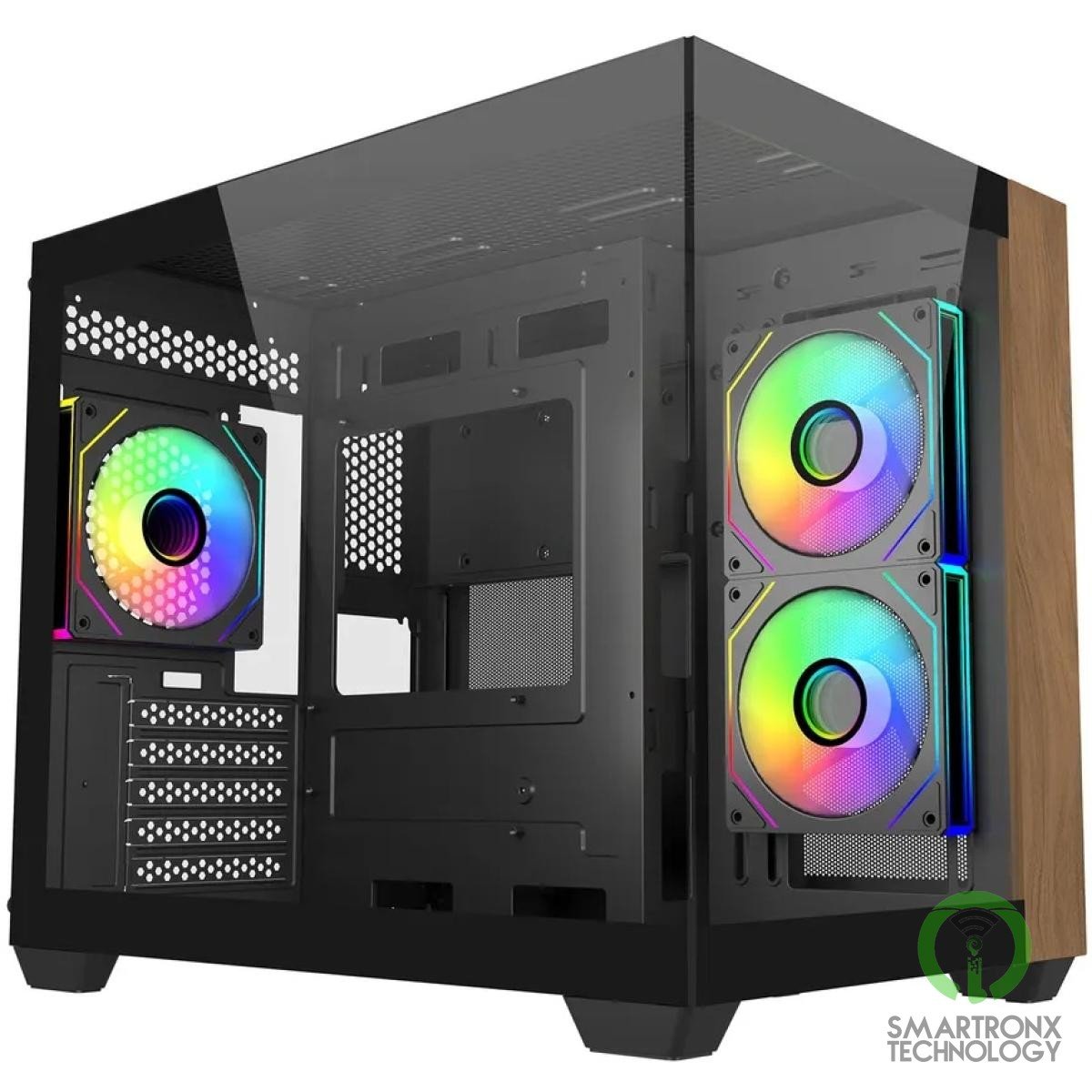 Cooler Master Elite 481 Wood (Black) Micro ATX ARGB Mid Tower Tempered Glass + W