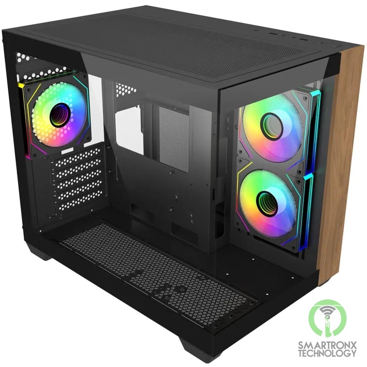 Cooler Master Elite 481 Wood (Black) Micro ATX ARGB Mid Tower Tempered Glass + W