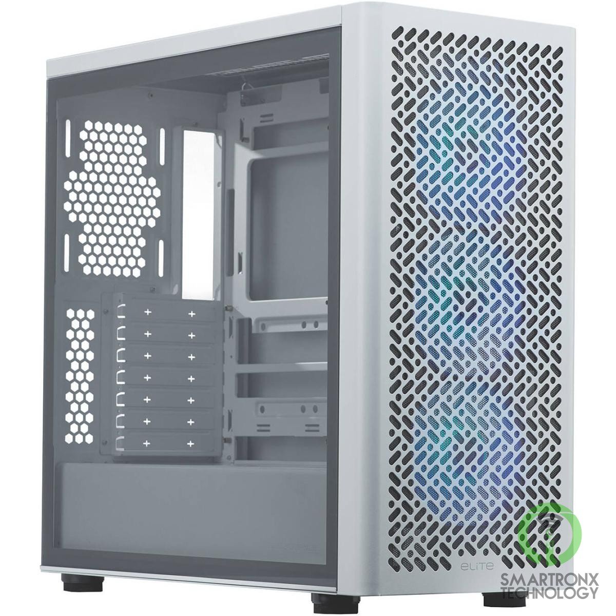 Cooler Master Elite 502 (White) ATX ARGB Mid Tower Tempered Glass Mesh Perforate