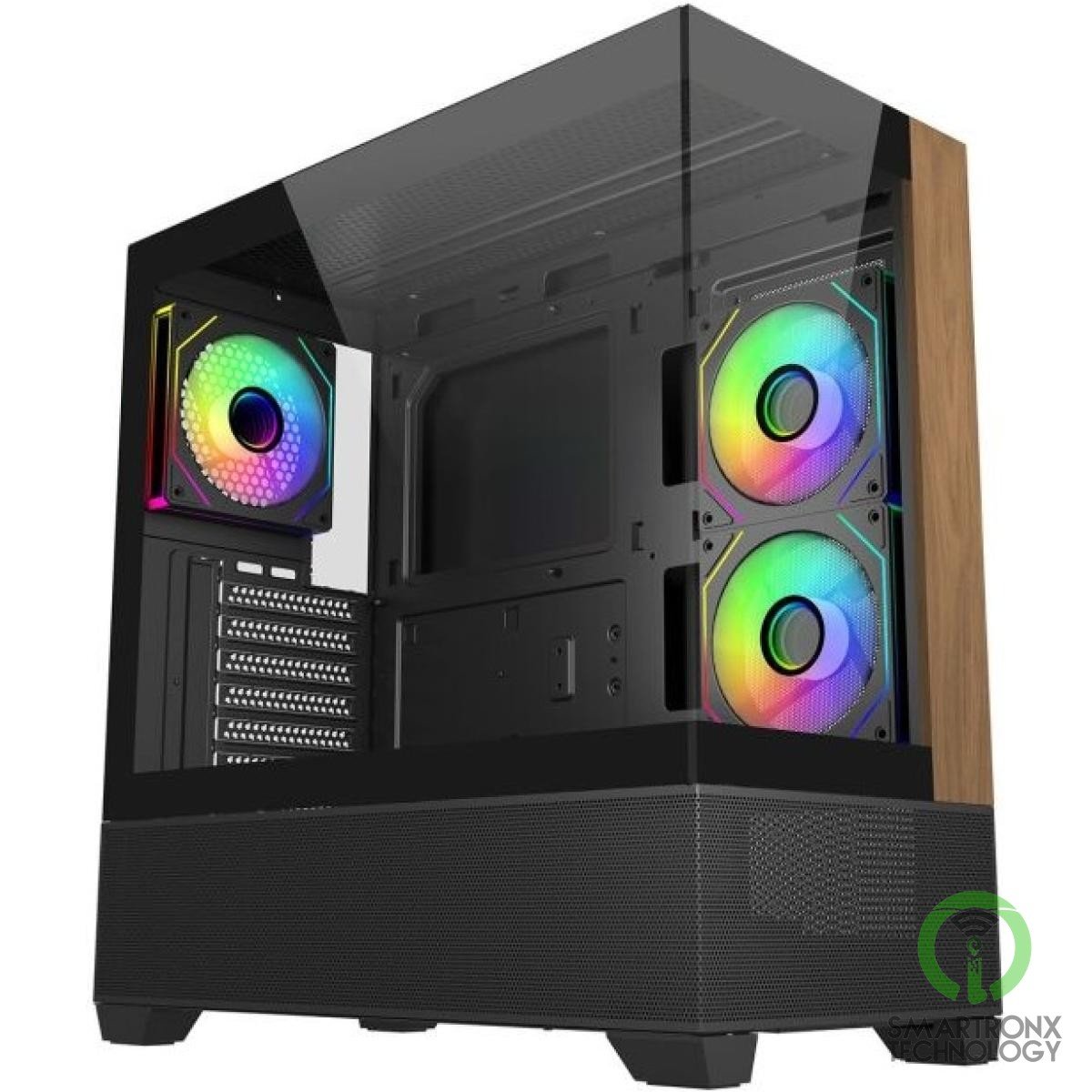 Cooler Master Elite 690 Wood (Black) ATX ARGB Mid Tower Tempered Glass + Wood Pa