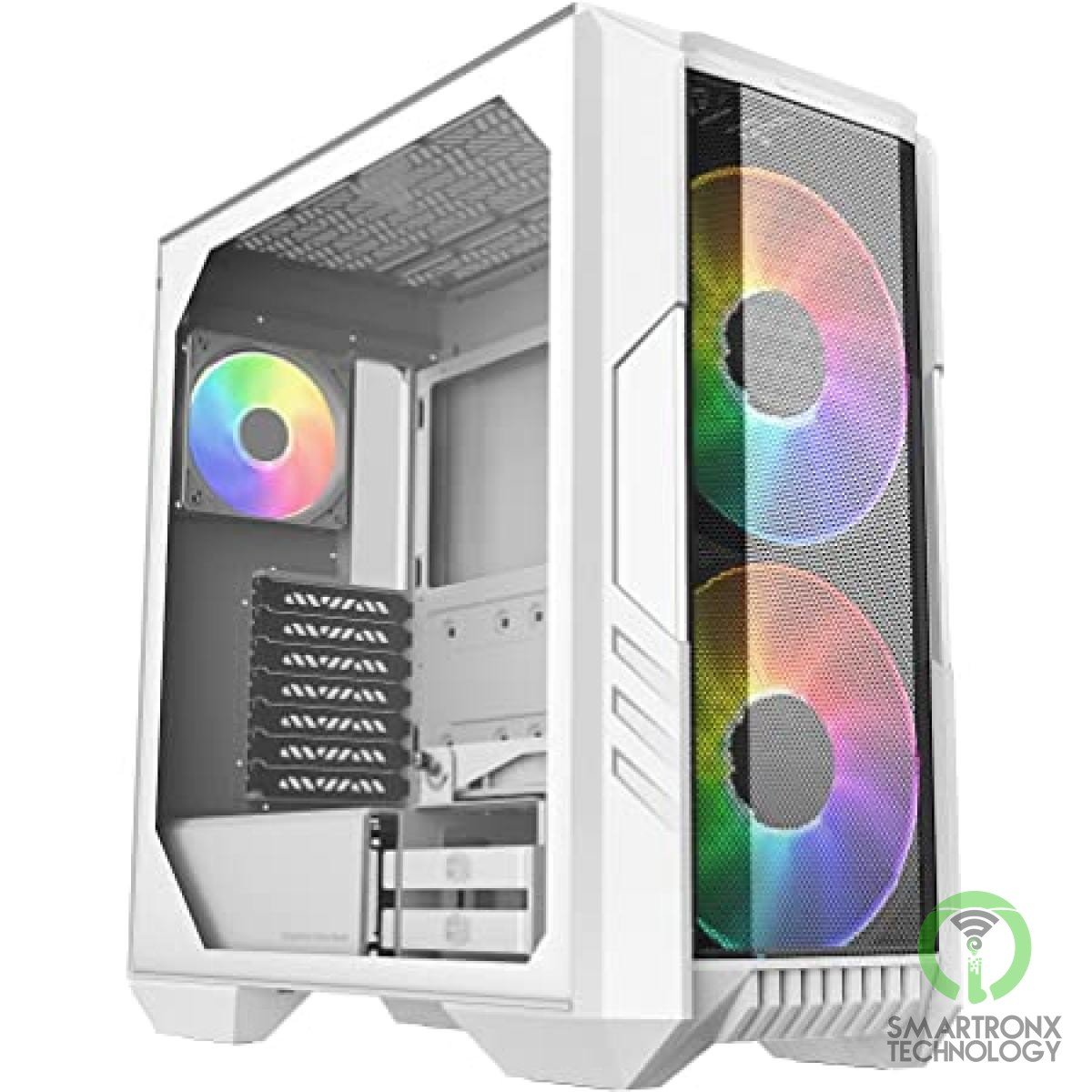 COOLER MASTER HAF 500 ARGB (White) Mid Tower Tempered Glass Gaming Case w/ 3x AR