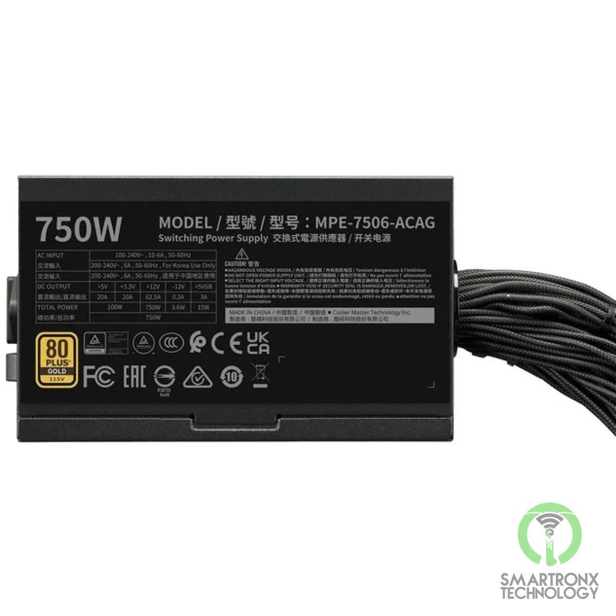 Cooler Master MWE GOLD 750 V3 (ATX 3.1) 750W 80 Plus Gold Non-Modular Power Supp