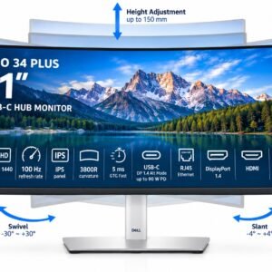 Dell Pro 34 Plus P3425WE 34” 2K IPS Ultrawide Curved 3800R 100Hz Extensive Conne