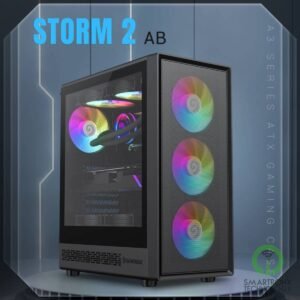GameMax Storm 2 Black - ATX Mid Tower Gaming Case, Tempered Glass, High‑Airflow
