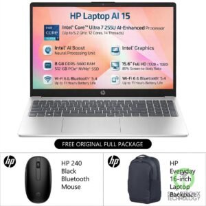 HP AI Business Laptop 15-fd2022ne, Intel Ultra 7 255U 5.2GHz 12 Cores, 8GB DDR5,