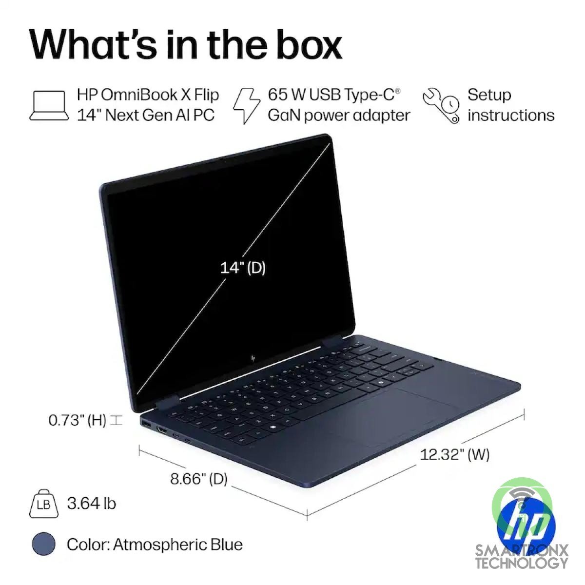 HP OmniBook X Flip 14-kp0023dx 14-inch 2K Touch Laptop Core Ultra 7 355 24GB 512