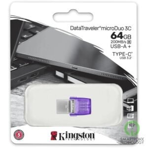 Kingston DataTraveler microDuo 3C 64GB USB-C & USB-A Flash Drive | Speeds up