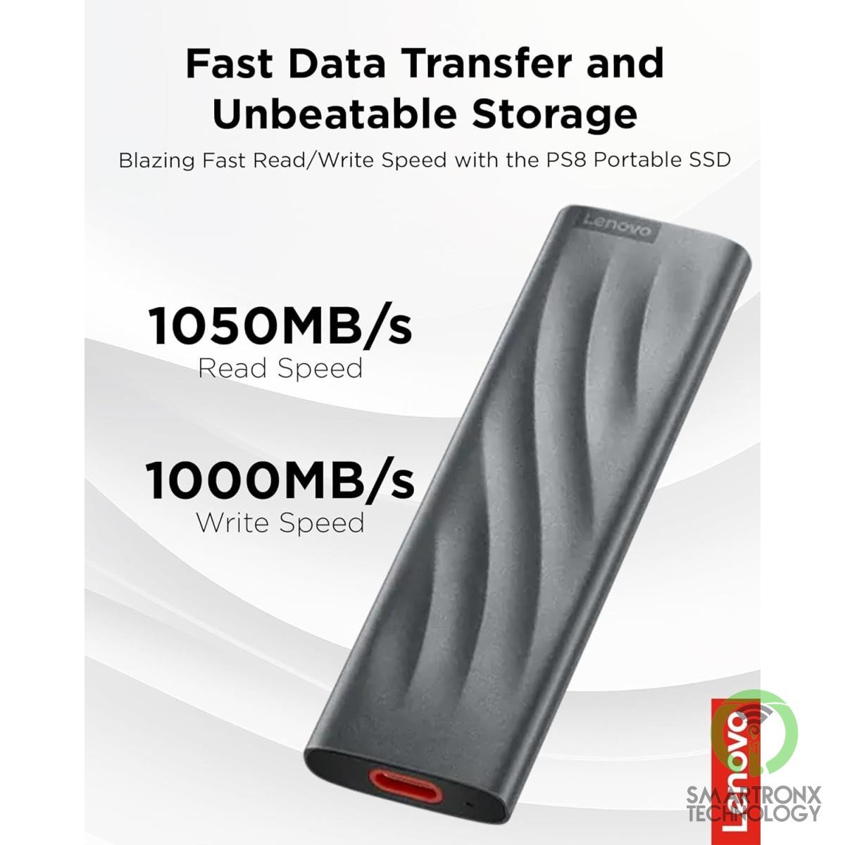 Lenovo PS8 1TB Portable SSD Fast Data up to 1050 MB/S Pocket-Sized External SSD