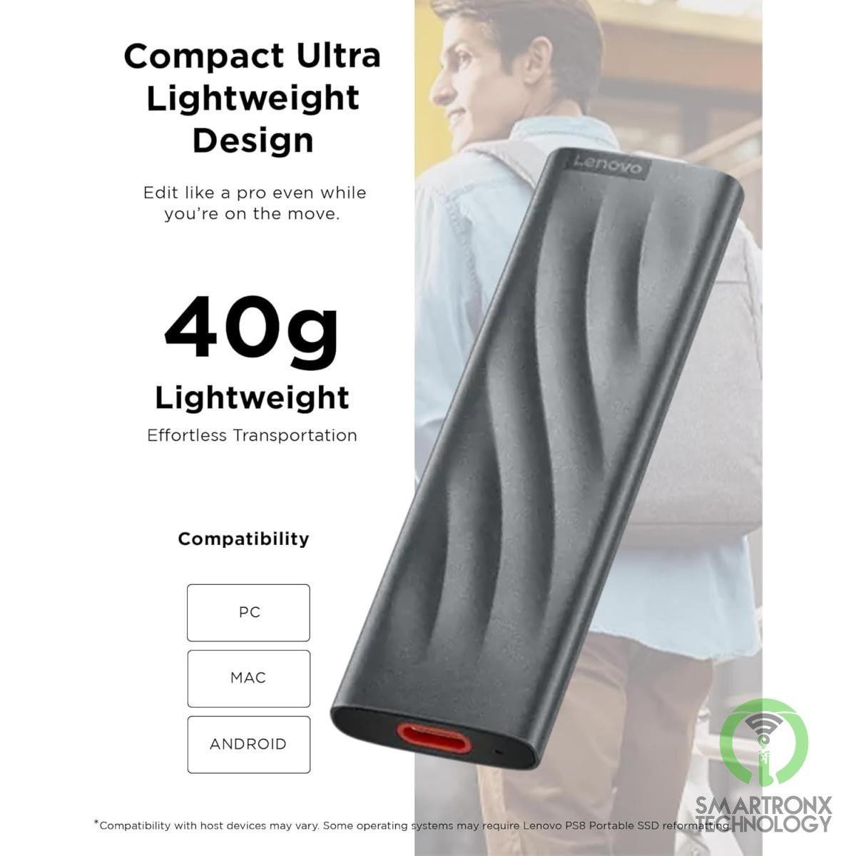 Lenovo PS8 1TB Portable SSD Fast Data up to 1050 MB/S Pocket-Sized External SSD
