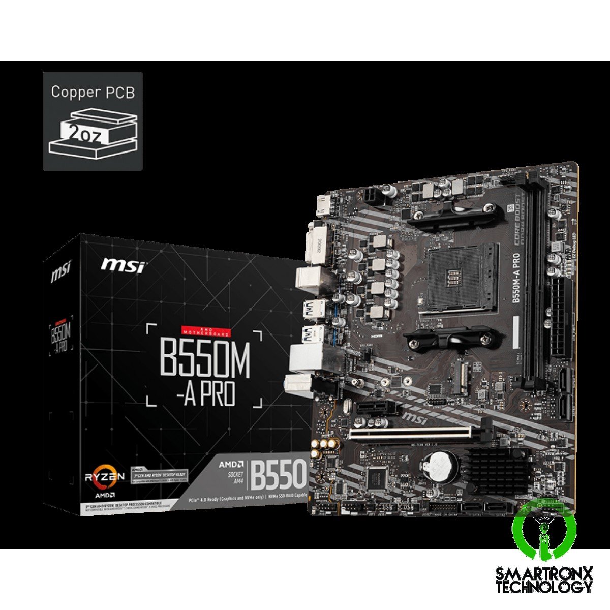 MSI B550M-A PRO Micro-ATX Motherboard, AMD B550 Chipset, AM4 Socket, Max. Memory