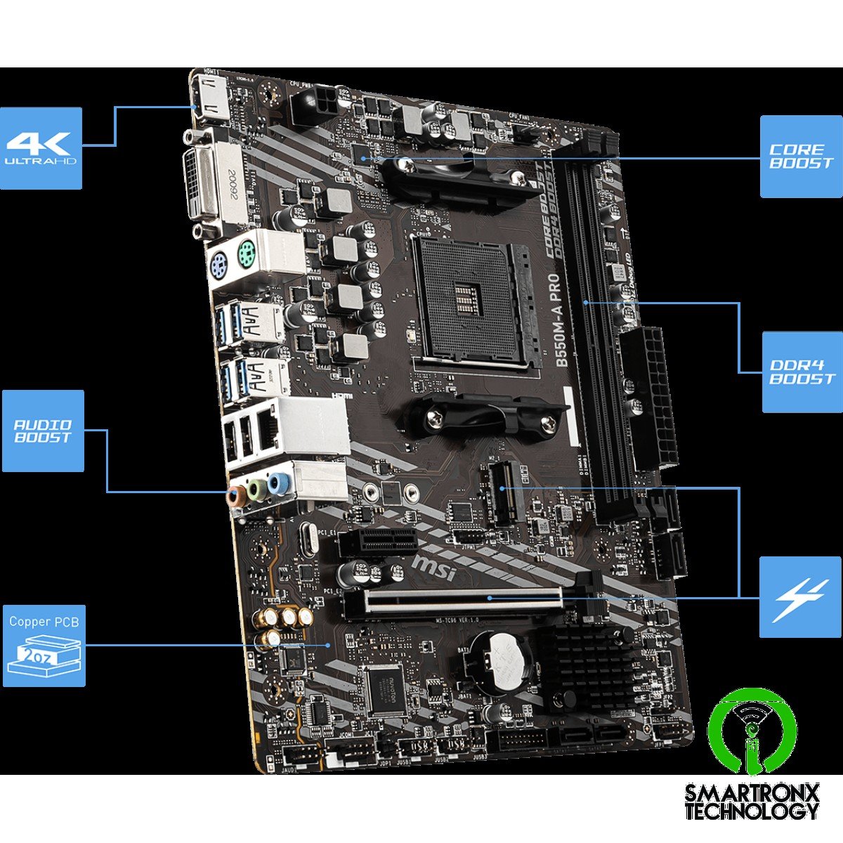 MSI B550M-A PRO Micro-ATX Motherboard, AMD B550 Chipset, AM4 Socket, Max. Memory