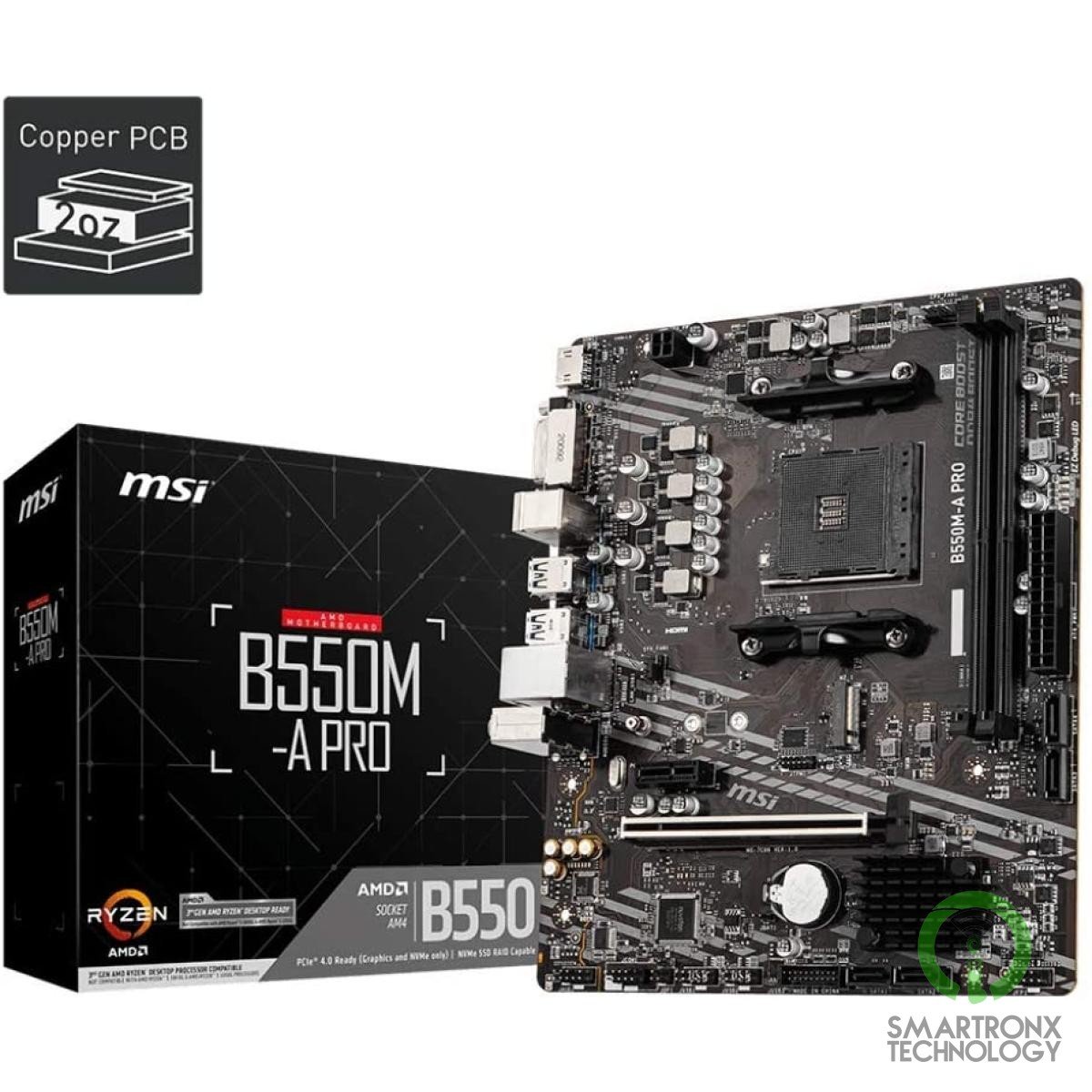 MSI B550M-A PRO ProSeries Micro-ATX Motherboard AMD Ryzen, AM4, DDR4, PCIe 4.0,