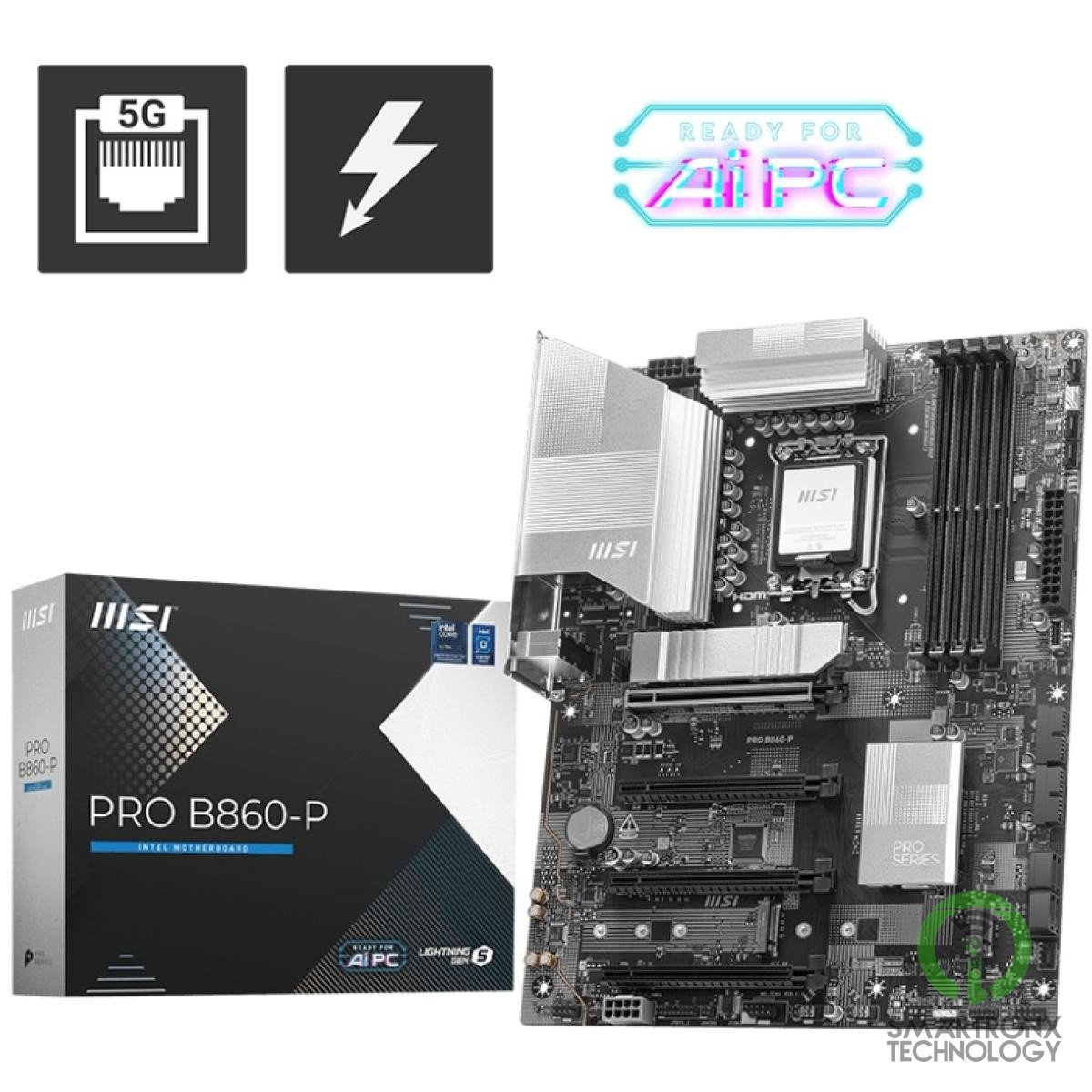 MSI PRO B860-P Intel Core Ultra (Series 2), LGA 1851/DDR5/PCIe 5.0/3xM.2 - ATX G