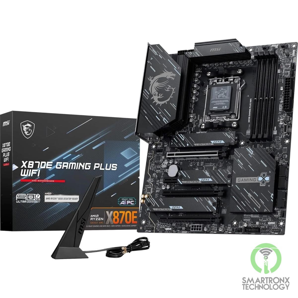 MSI X870E Gaming Plus WiFi 7 ATX AMD AM5 SPS VRM DDR5 Memory Boost 8200+ MT/s (O