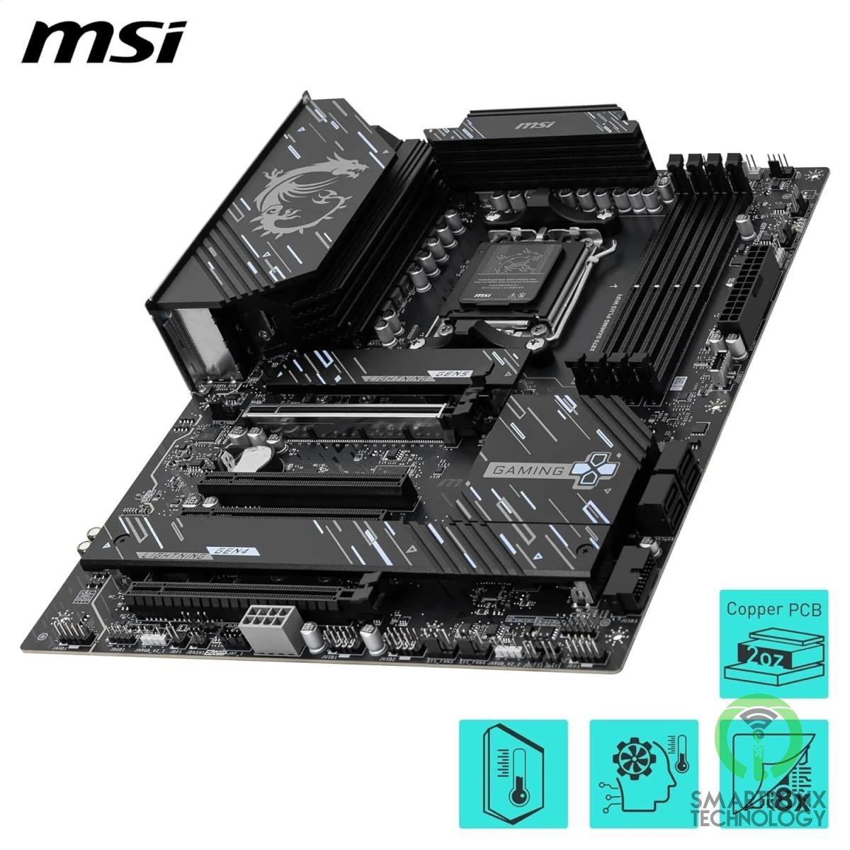 MSI X870E Gaming Plus WiFi 7 ATX AMD AM5 SPS VRM DDR5 Memory Boost 8200+ MT/s (O