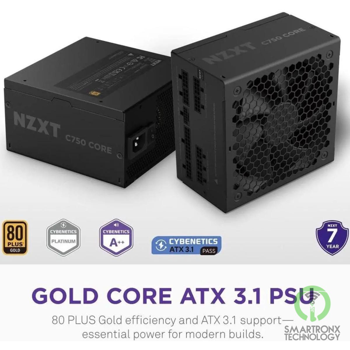 NZXT C750 Gold Core, 750W 80+ Gold Full Modular ATX (3.1) (PCIe 5.1) Gaming Powe