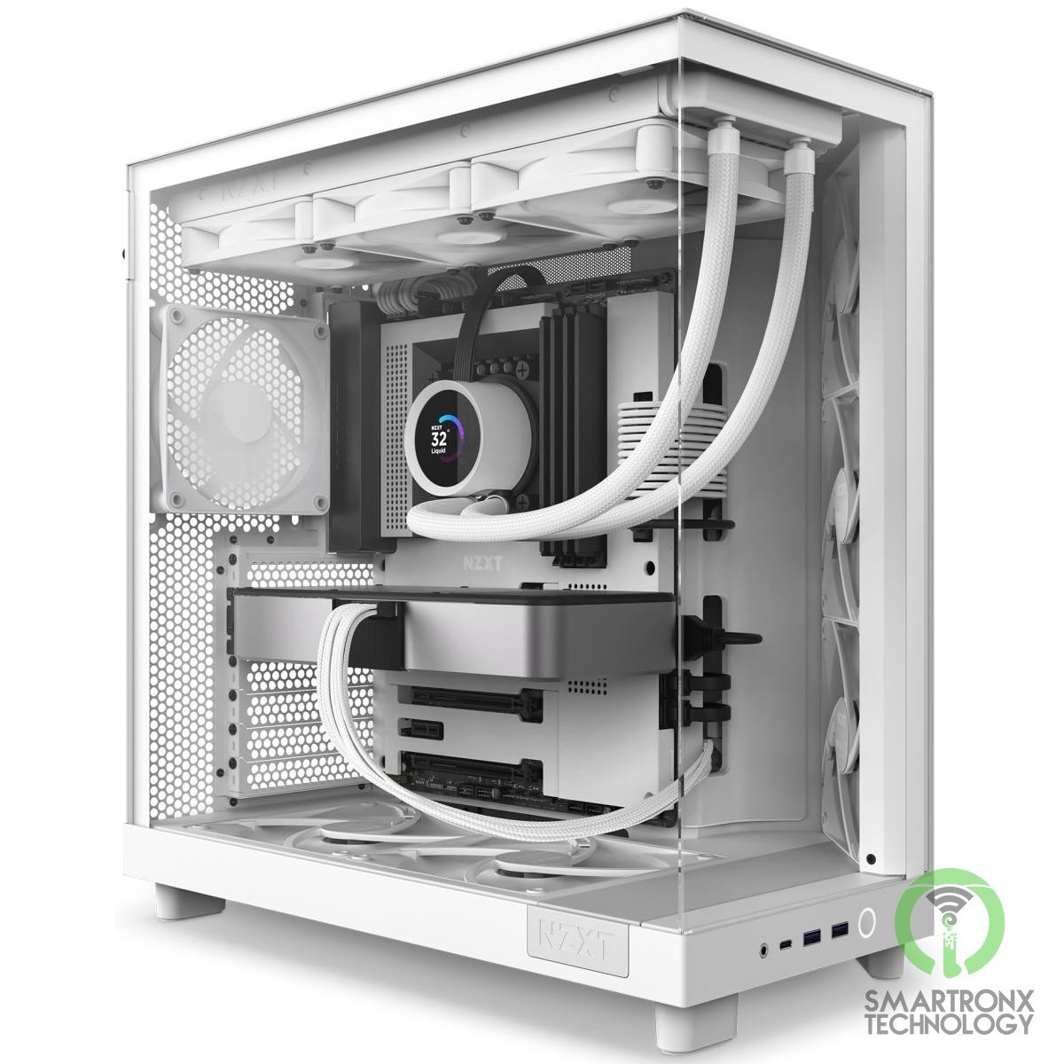 NZXT H6 Flow Perforated Compact Dual-Chamber Mid-Tower Tempered Glass Gaming Cas