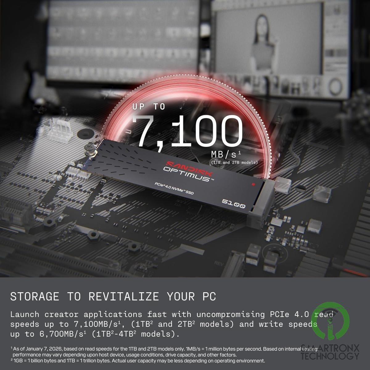 SANDISK Optimus 5100 500GB NVMe Gen4 PCIe M.2 2280 SSD TLC 3D NAND Internal SSD