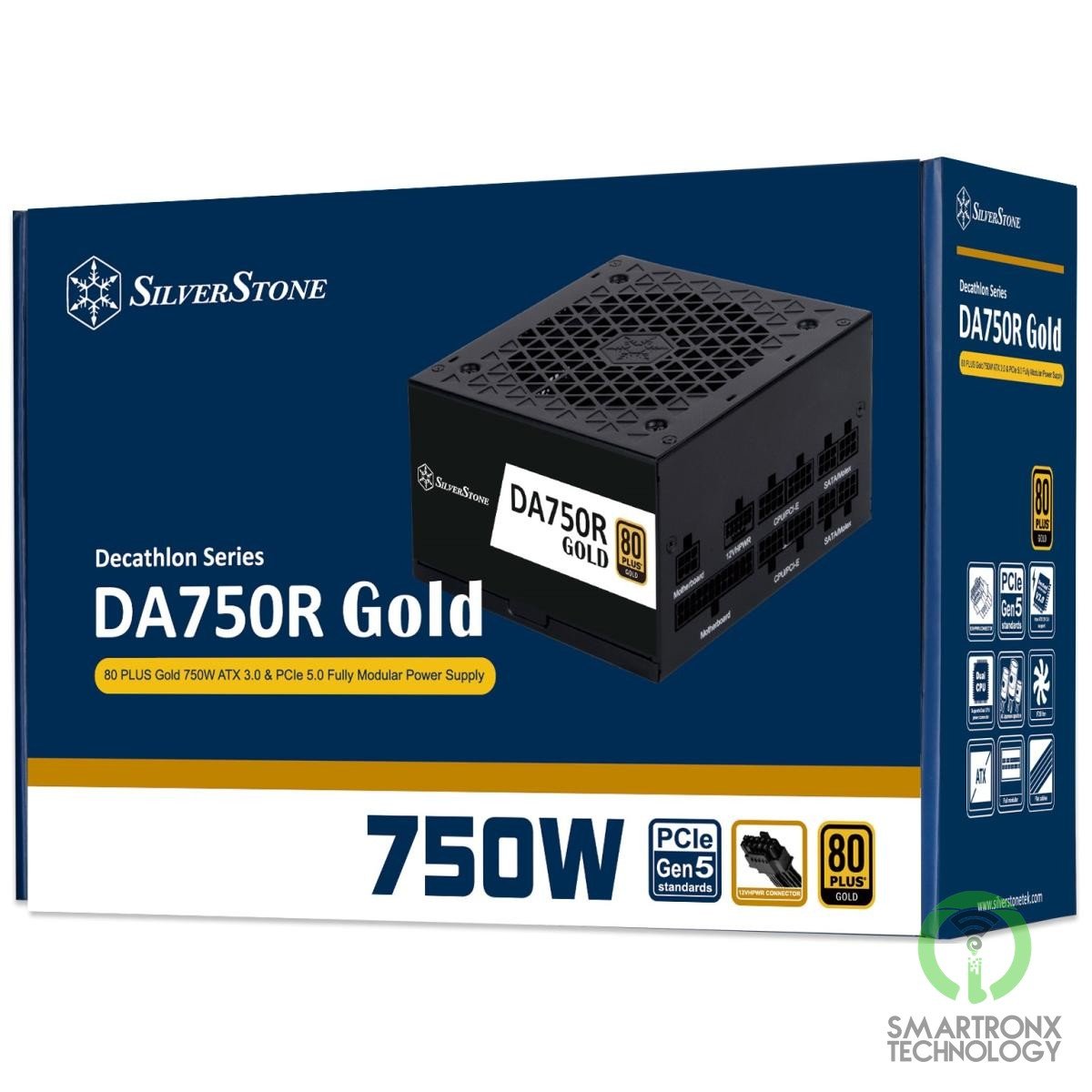 SilverStone DA750R Gold 750W (ATX 3.1) PCIE 5.1 (12V-2x6) 80 Plus Gold Full Modu
