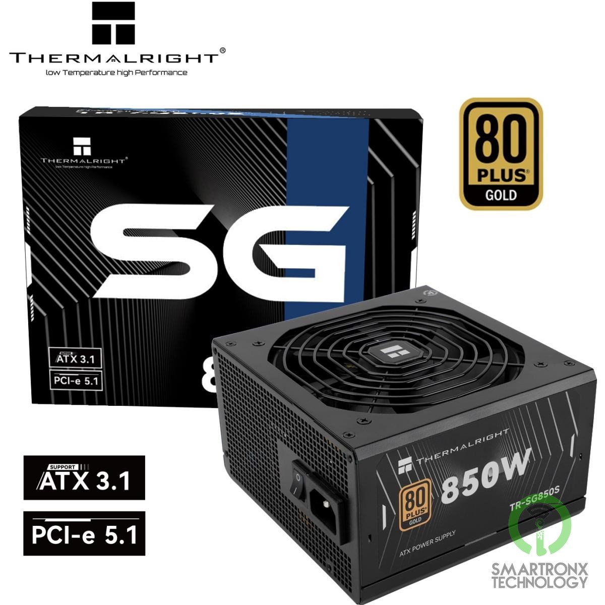 Thermalright (SG-850S) Gold 850W (ATX 3.1) (PCIe 5.1) 80 Plus Gold Fixed Cable,