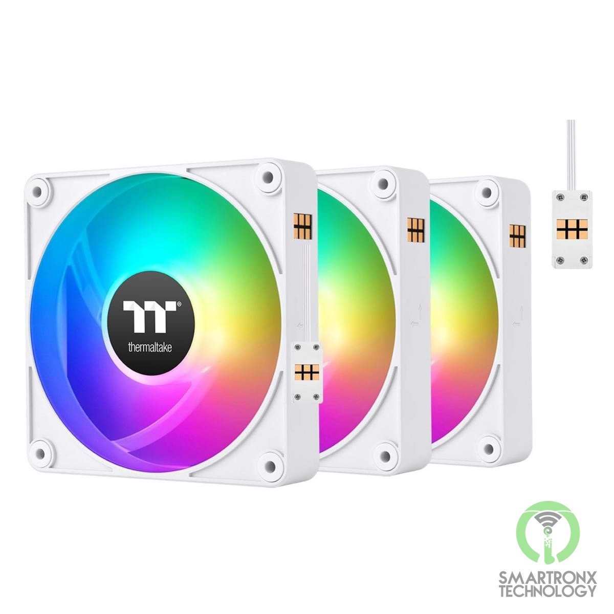 Thermaltake CT140 EX ARGB Sync PC Cooling Fan White (3-Fan Pack), Magnetic Conne