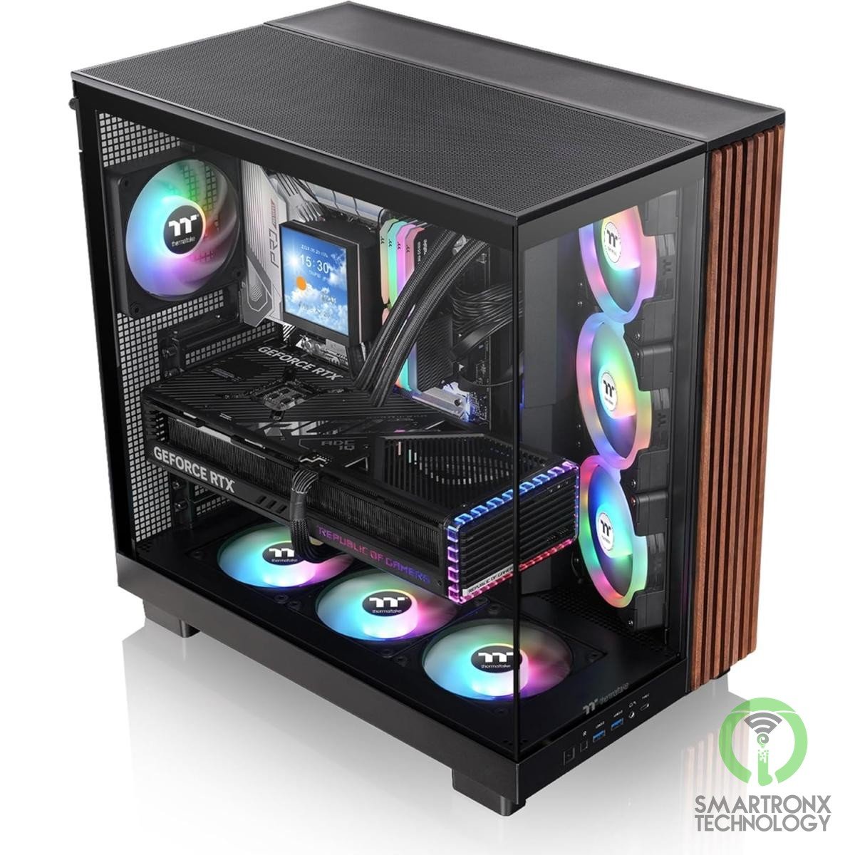 Thermaltake View 380 XL WS ARGB; Mid Tower Chassis; Side Wood Trim; 4x120mm ARGB